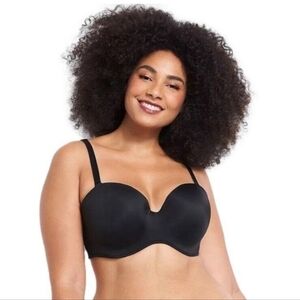 Cacique Black Smooth Boost Strapless Underwire Bra Sz 44D
